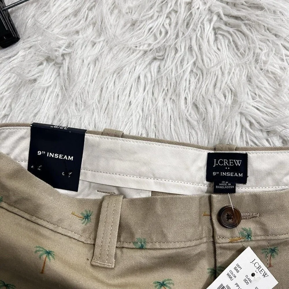 J. Crew Shorts‎ Mens 32 Khaki Summer Re-Imagined Palm Trees Tan Chino 9